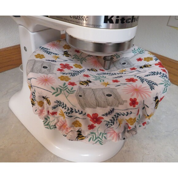 Kitchenaid Bowl Cover, Reversible Bees and Floral Mixer Bowl Cover - Picture 1 of 6